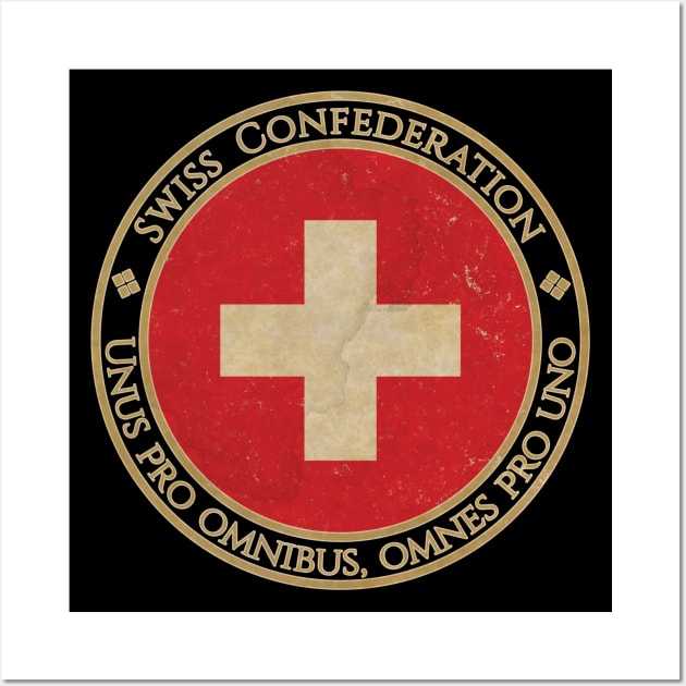 Vintage Switzerland Swiss Confederation Europe European EU Flag Wall Art by DragonXX